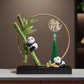 Chinese Style Panda Resin Figurine Ornament, Luxury Oriental Desk Decor, Good Luck Promotion Gift for Office & Living Room, Traditional Chinese Cultural Souvenir for Foreign Friends